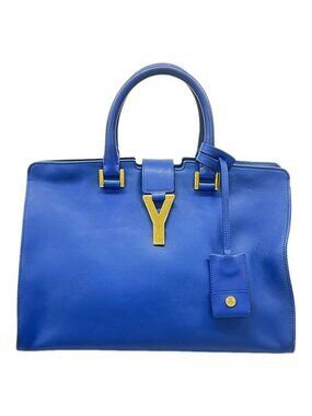 Saint Laurent Paris Handbag Yline Petit Cabas Blue Leather